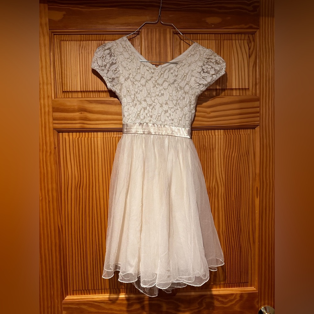 Speechless Cream Lace Formal Kids Dress